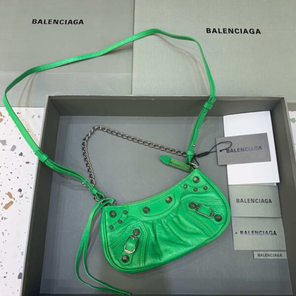 Replica Balenciaga 6940271VG9 Le Cagole Mini Multipouch in Green Arena lambskin