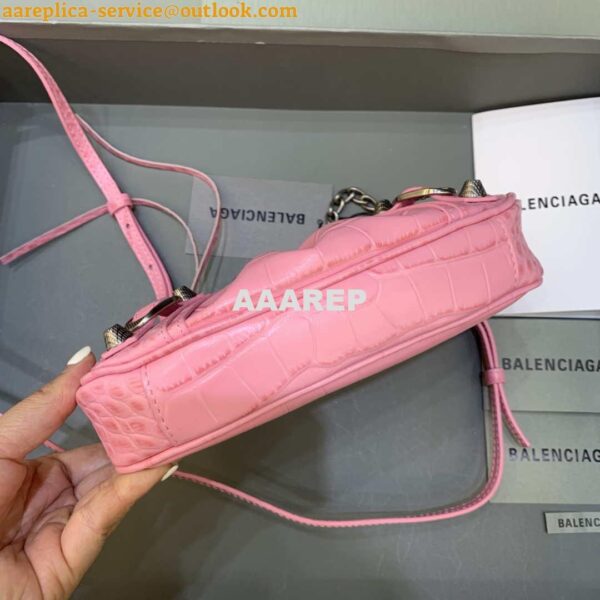 Replica Balenciaga 6940271VG9 Le Cagole Mini Multipouch in Pink Crocodile 4