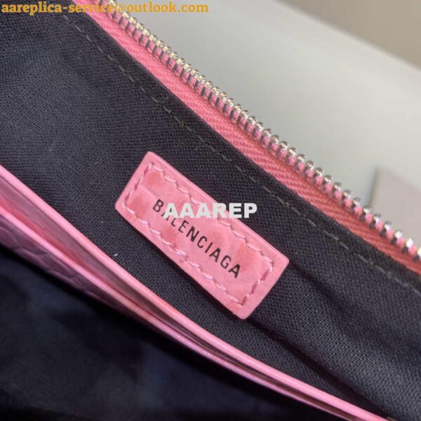 Replica Balenciaga 6940271VG9 Le Cagole Mini Multipouch in Pink Crocodile 7