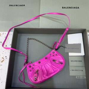 Replica Balenciaga 6940271VG9 Le Cagole Mini Multipouch in Sky Pink Arena lambskin