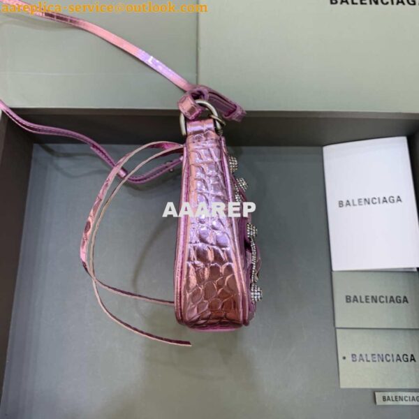 Replica Balenciaga 6940271VG9 Le Cagole Mini Multipouch in Sky Pink Crocodile 3