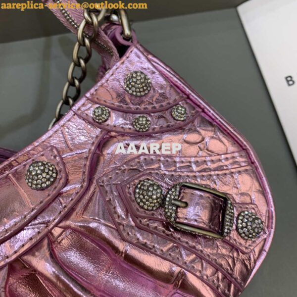 Replica Balenciaga 6940271VG9 Le Cagole Mini Multipouch in Sky Pink Crocodile 5