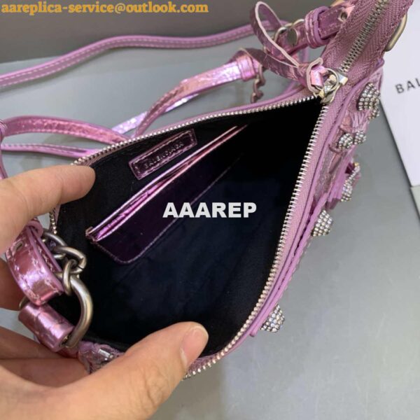 Replica Balenciaga 6940271VG9 Le Cagole Mini Multipouch in Sky Pink Crocodile 6