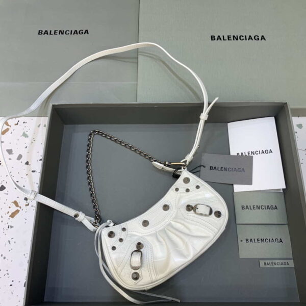 Replica Balenciaga 6940271VG9 Le Cagole Mini Multipouch in White Crocodile