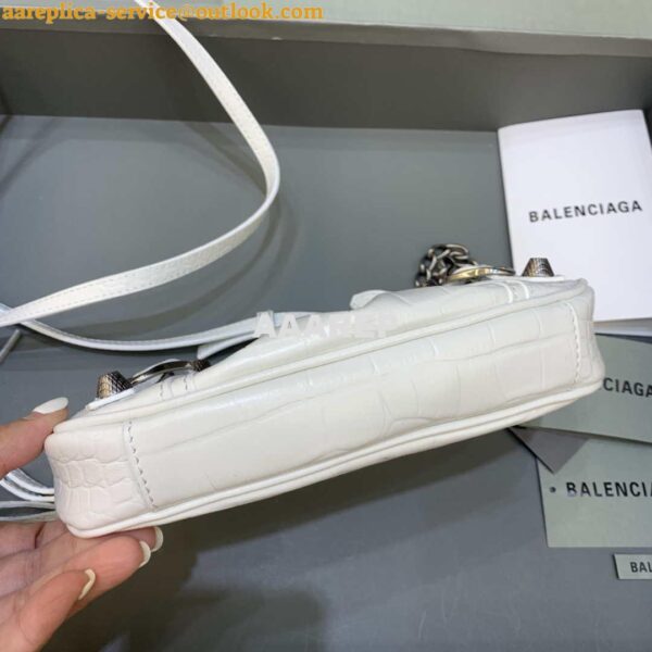 Replica Balenciaga 6940271VG9 Le Cagole Mini Multipouch in White Crocodile 4