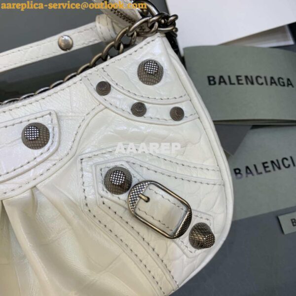 Replica Balenciaga 6940271VG9 Le Cagole Mini Multipouch in White Crocodile 5