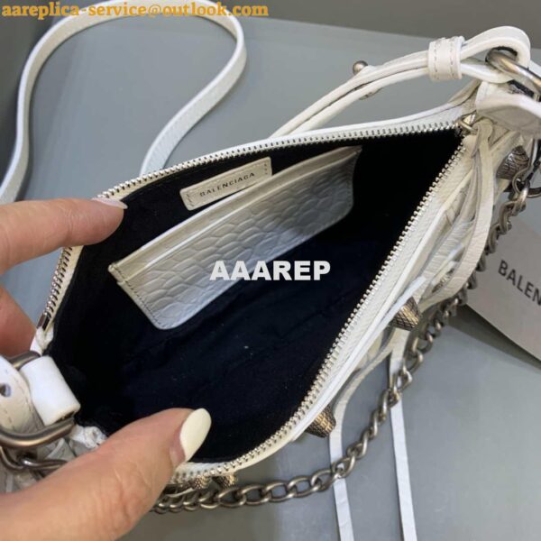 Replica Balenciaga 6940271VG9 Le Cagole Mini Multipouch in White Crocodile 6