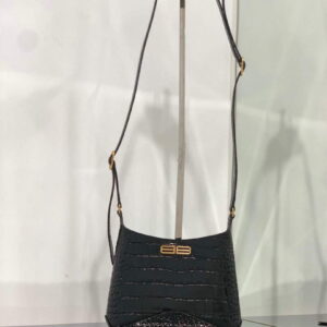 Replica Balenciaga 695589 Women's XX Small Hobo Bag Crocodile Embossed Black