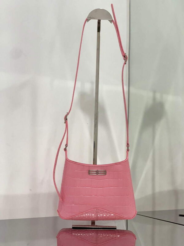 Replica Balenciaga 695589 Women's XX Small Hobo Bag Crocodile Embossed Pink