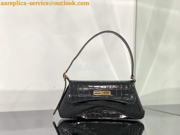 Replica Balenciaga 695645 Women's XX Small Flap Bag Crocodile Embossed In Black 2