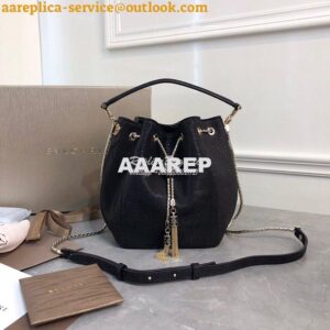 Replica Bvlgari Serpenti Forever Bucket Bag in Black Metallic Karung S