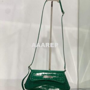 Replica Balenciaga 695645 Women's XX Small Flap Bag Crocodile Embossed In Green