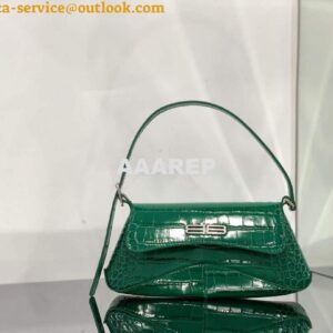 Replica Balenciaga 695645 Women's XX Small Flap Bag Crocodile Embossed In Green 2