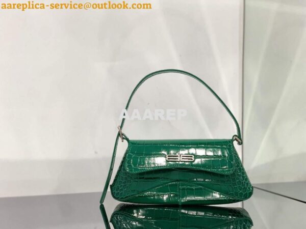 Replica Balenciaga 695645 Women's XX Small Flap Bag Crocodile Embossed In Green 2