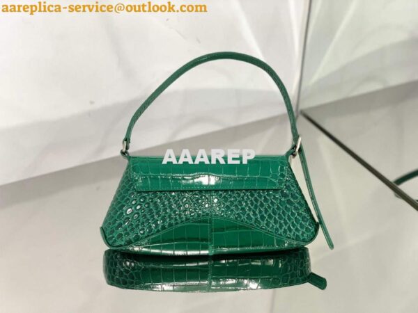 Replica Balenciaga 695645 Women's XX Small Flap Bag Crocodile Embossed In Green 3