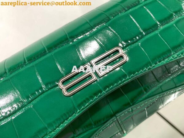 Replica Balenciaga 695645 Women's XX Small Flap Bag Crocodile Embossed In Green 5