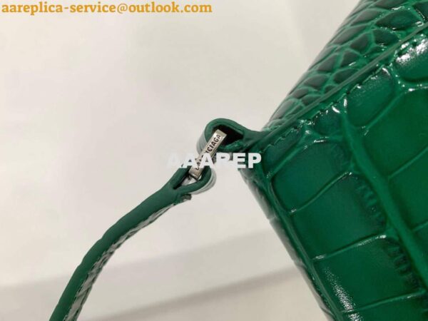 Replica Balenciaga 695645 Women's XX Small Flap Bag Crocodile Embossed In Green 7