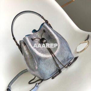 Replica Bvlgari Serpenti Forever Bucket Bag in Crystal Blue Metallic K