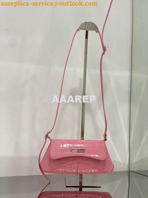 Replica Balenciaga 695645 Women's XX Small Flap Bag Crocodile Embossed In Pink