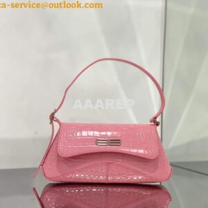 Replica Balenciaga 695645 Women's XX Small Flap Bag Crocodile Embossed In Pink 2