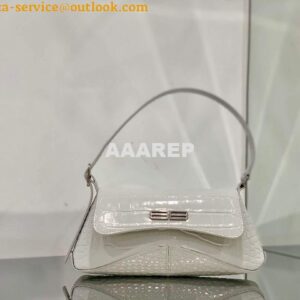 Replica Balenciaga 695645 Women's XX Small Flap Bag Crocodile Embossed In White 2