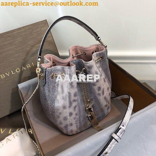 Replica Bvlgari Serpenti Forever Bucket Bag in Crystal Rose Metallic K 6