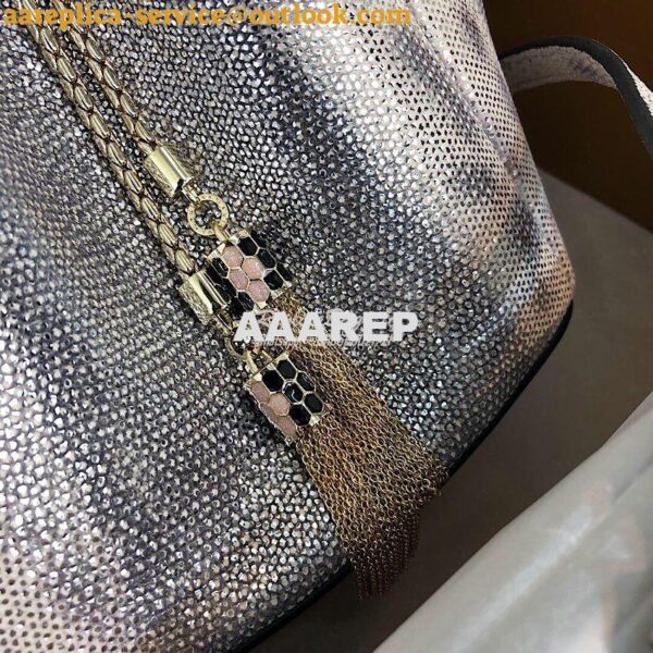 Replica Bvlgari Serpenti Forever Bucket Bag in Crystal Rose Metallic K 7