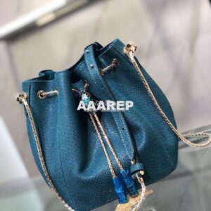 Replica Bvlgari Serpenti Forever Bucket Bag in Deep Jade Metallic Karu