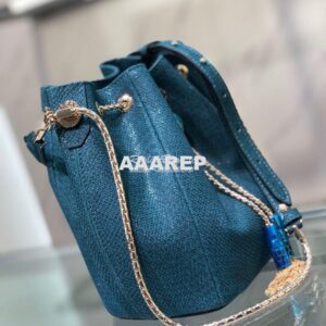 Replica Bvlgari Serpenti Forever Bucket Bag in Deep Jade Metallic Karu 2