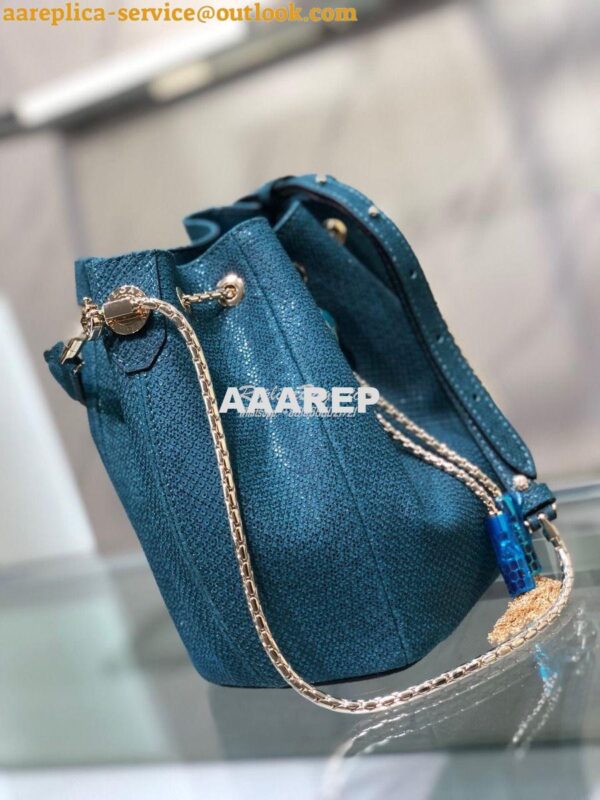 Replica Bvlgari Serpenti Forever Bucket Bag in Deep Jade Metallic Karu 2