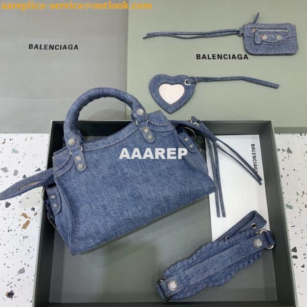 Replica Balenciaga 700451210B Neo Cagole City Handbag in Denim Blue 4