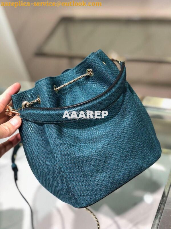 Replica Bvlgari Serpenti Forever Bucket Bag in Deep Jade Metallic Karu 5