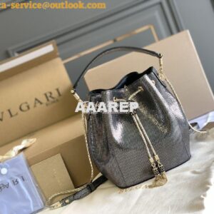 Replica Bvlgari Serpenti Forever Bucket Bag in Onyx Metallic Karung Sn 2