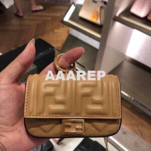 Replica Fendi 7AR844 Nano Baguette Charm Apricot Nappa Leather