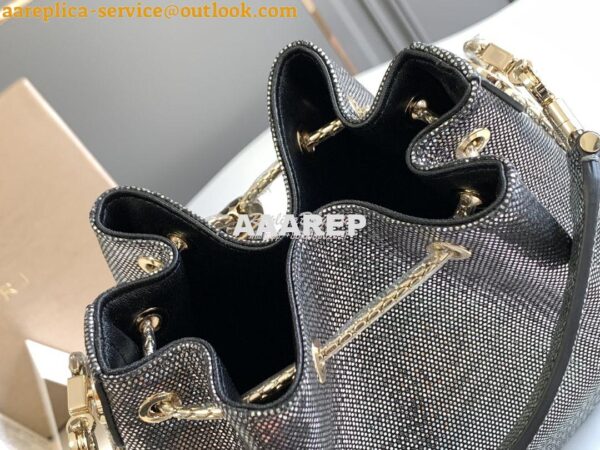 Replica Bvlgari Serpenti Forever Bucket Bag in Onyx Metallic Karung Sn 8