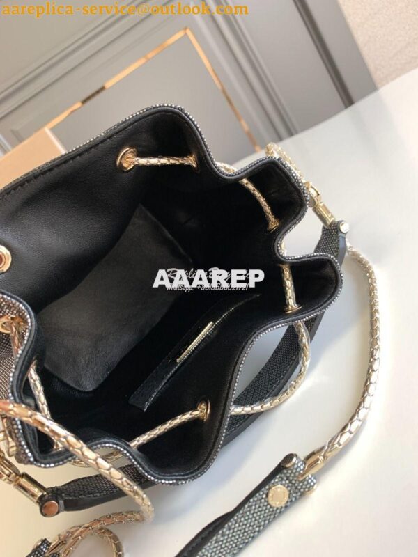 Replica Bvlgari Serpenti Forever Bucket Bag in Onyx Metallic Karung Sn 9