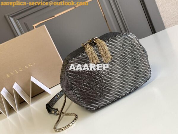 Replica Bvlgari Serpenti Forever Bucket Bag in Onyx Metallic Karung Sn 12