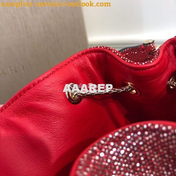 Replica Bvlgari Serpenti Forever Bucket Bag in Red Metallic Karung Sna 7