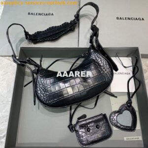 Replica Balenciaga 700940210 Women's Neo Cagole XS Handbag in Black Crocodile lambskin 2