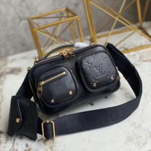 Replica Louis Vuitton Utility Crossbody Bag In Black Leather M80450 BLV716 2