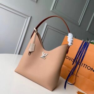 Replica Louis Vuitton Beige Lockme Hobo Shoulder Bag M44330 BLV739 2