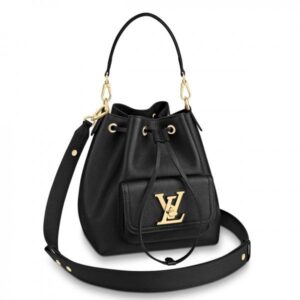 Replica Louis Vuitton Black Lockme Bucket Bag M57687 BLV718