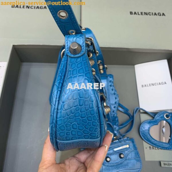 Replica Balenciaga 700940210 Women's Neo Cagole XS Handbag in Crocodile Embossed Blue 3