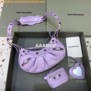 Replica Balenciaga 700940210 Women's Neo Cagole XS Handbag in Crocodile Embossed Purple