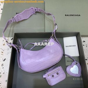 Replica Balenciaga 700940210 Women's Neo Cagole XS Handbag in Crocodile Embossed Purple 2