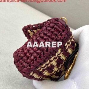 Replica Fendi 7AR844 Nano Baguette Charm Wine Red Raffia Charm 2