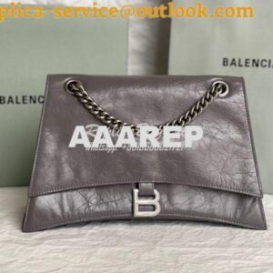 Replica Balenciaga Crush Medium Chain Bag In Dark Grey Silver hardware