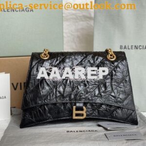 Replica Balenciaga Crush Medium Chain Bag In Quilted Black Crushed Cal