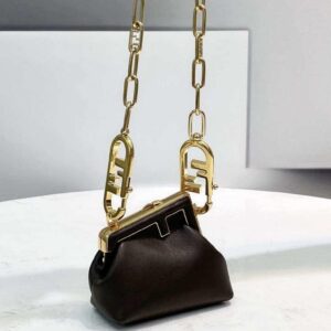 Replica Fendi 7AS051 Nano Fendi First Charm Charm in Coffee nappa leather