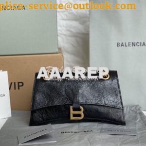 Replica Balenciaga Crush Small Chain Bag In Black Crushed Calfskin 716